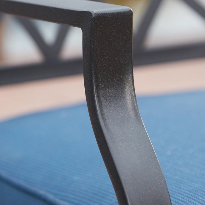 2-Pack Metal 360° Swivel Rocker Patio Chairs Set with Thick Cushions (Blue) 