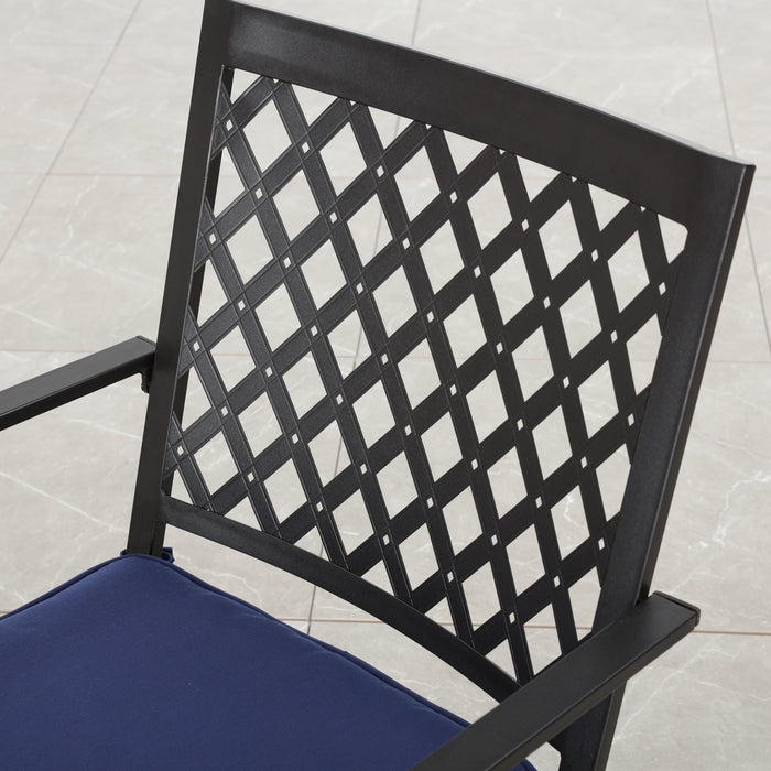 3-Piece Patio Bistro Dining Set of 2 Swivel Chairs with Cushions and 1 Metal Side Table 