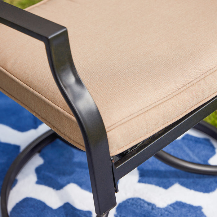 2-Pack Metal 360° Swivel Rocker Patio Chairs Set with Thick Cushions (Blue) 