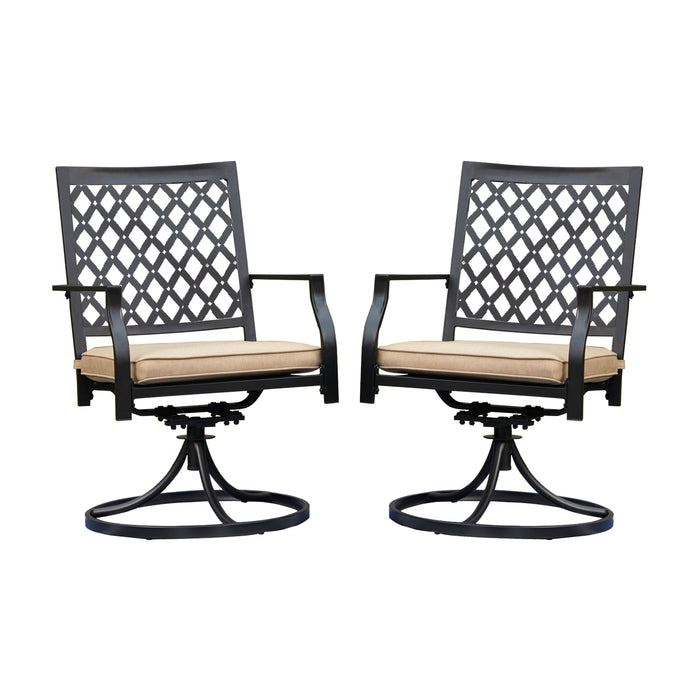 2-Pack Metal 360° Swivel Rocker Patio Chairs Set with Thick Cushions (Blue) 