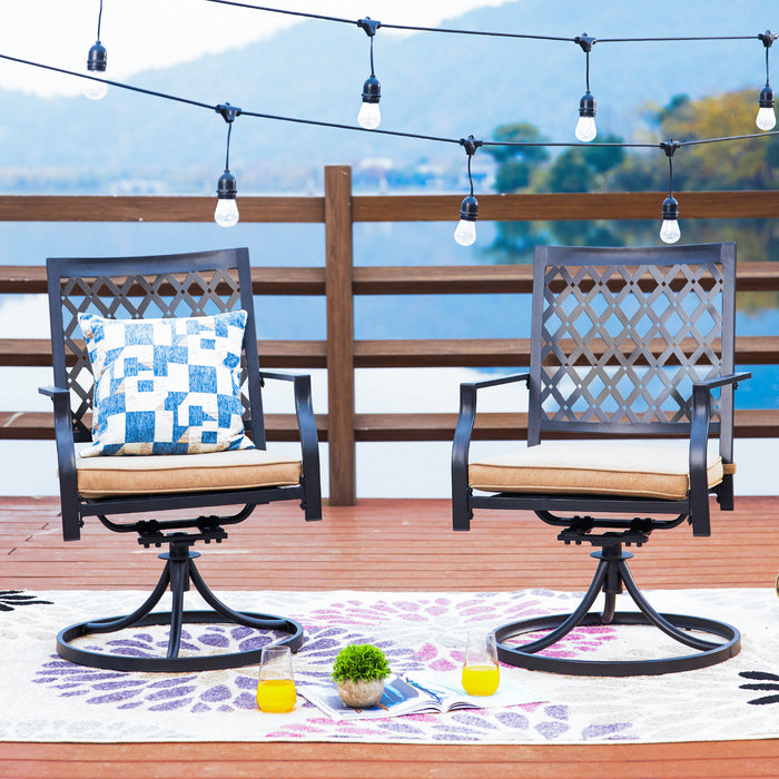 2-Pack Metal 360° Swivel Rocker Patio Chairs Set with Thick Cushions (Blue) 