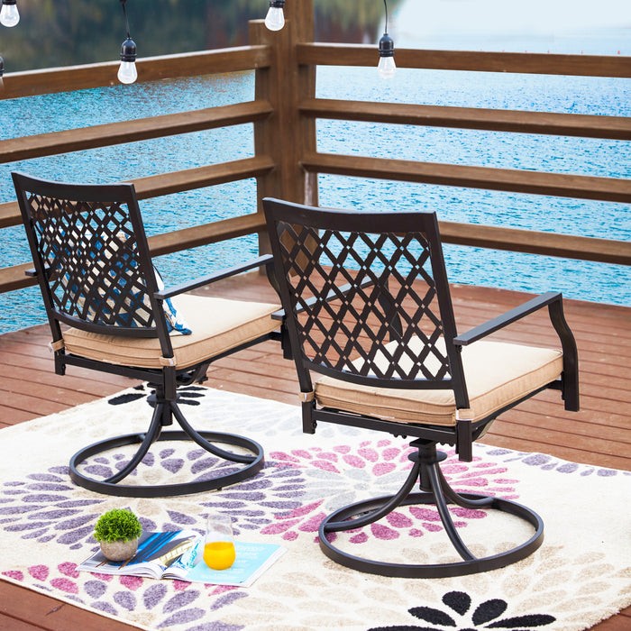 2-Piece Metal 360° Swivel Rocker Patio Chairs Set with Thick Cushions (Blue)