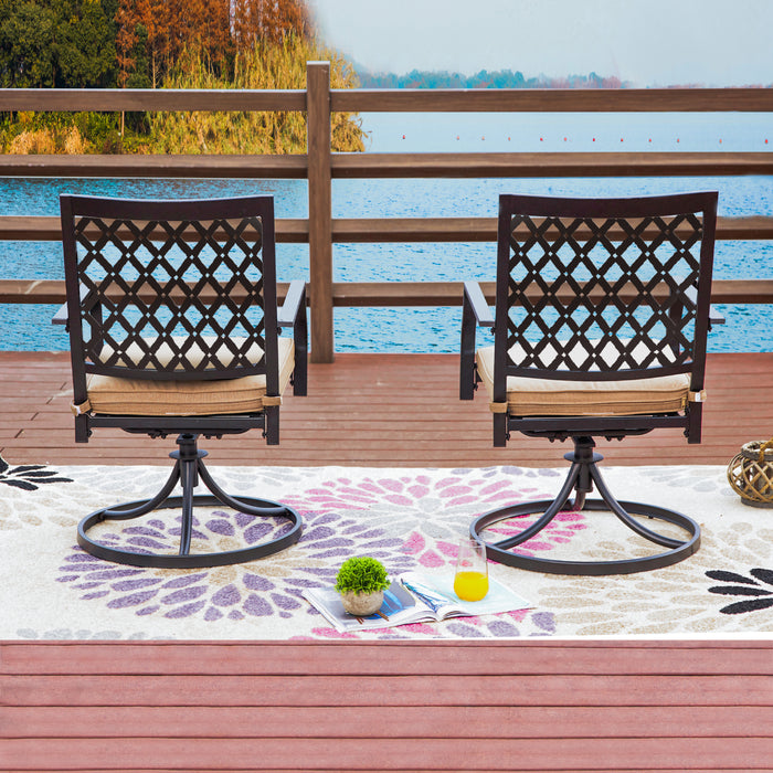 2-Piece Metal 360° Swivel Rocker Patio Chairs Set with Thick Cushions (Blue)