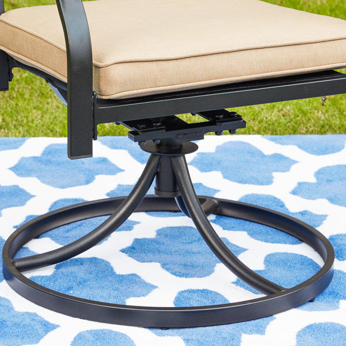 2-Pack Metal 360° Swivel Rocker Patio Chairs Set with Thick Cushions (Blue) 