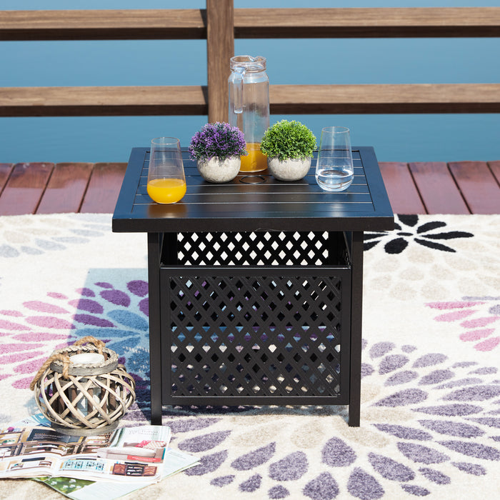 Versatile 21'' Outdoor Steel Side Table with 1.6" Umbrella Hole for Patio and Garden 