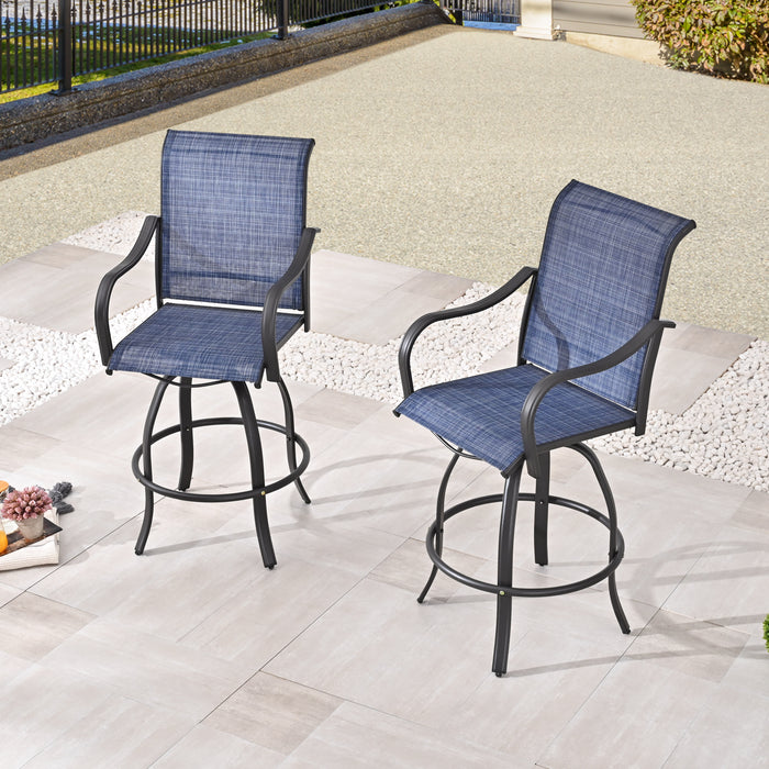 4-Piece 27.6" Bar Height Textilene Swivel Stool Armrests Dining Chairs for Outdoor Bistro Elegance 