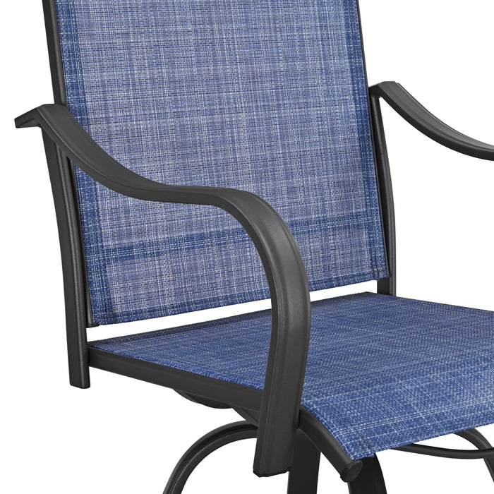 4-Piece 27.6" Bar Height Textilene Swivel Stool Armrests Dining Chairs for Outdoor Bistro Elegance 
