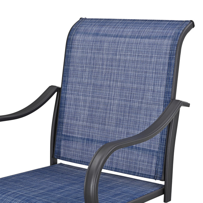 4-Piece Blue 27.6" Bar Height Textilene Swivel Stool Armrests Dining Chairs for Outdoor Bistro Elegance 