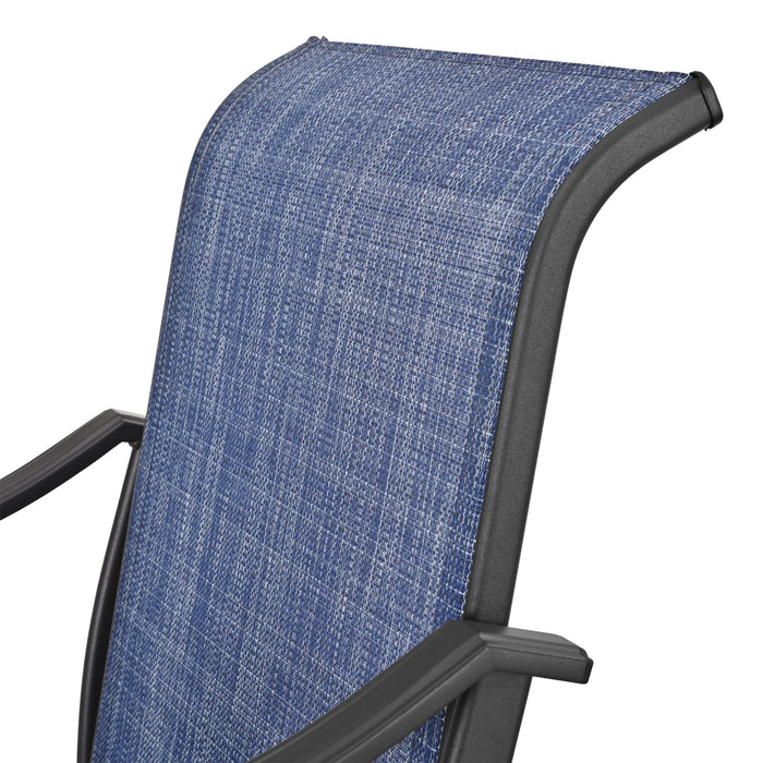 4-Piece Blue 27.6" Bar Height Textilene Swivel Stool Armrests Dining Chairs for Outdoor Bistro Elegance 