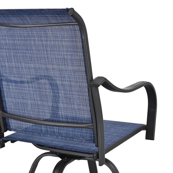 4-Piece Blue 27.6" Bar Height Textilene Swivel Stool Armrests Dining Chairs for Outdoor Bistro Elegance 