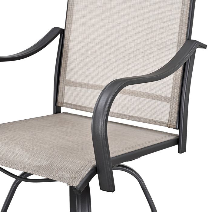 4-Piece 27.6" Bar Height Textilene Swivel Stool Armrests Dining Chairs for Outdoor Bistro Elegance 
