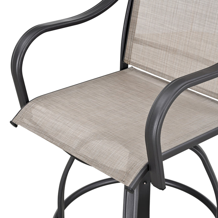 2-Pack 27.6" Bar Height Textilene Swivel Stool Armrests Dining Chairs for Outdoor Bistro Elegance 