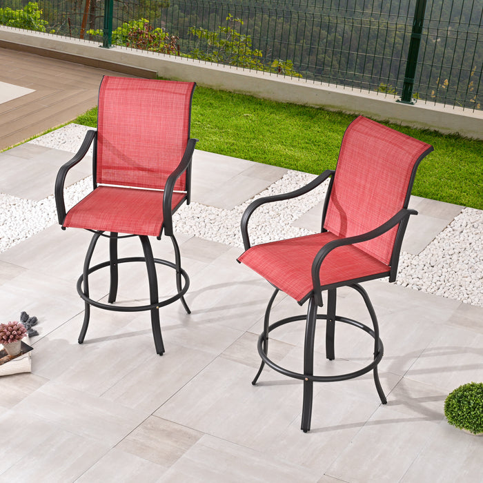 2-Pack 27.6" Bar Height Textilene Swivel Stool Armrests Dining Chairs for Outdoor Bistro Elegance 