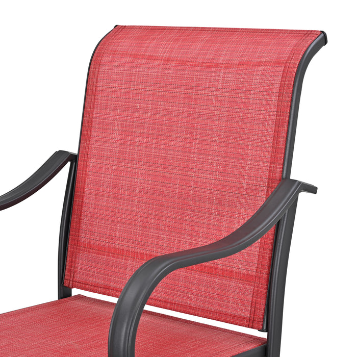 4-Piece Red 27.6" Bar Height Textilene Swivel Stool Armrests Dining Chairs for Outdoor Bistro Elegance 