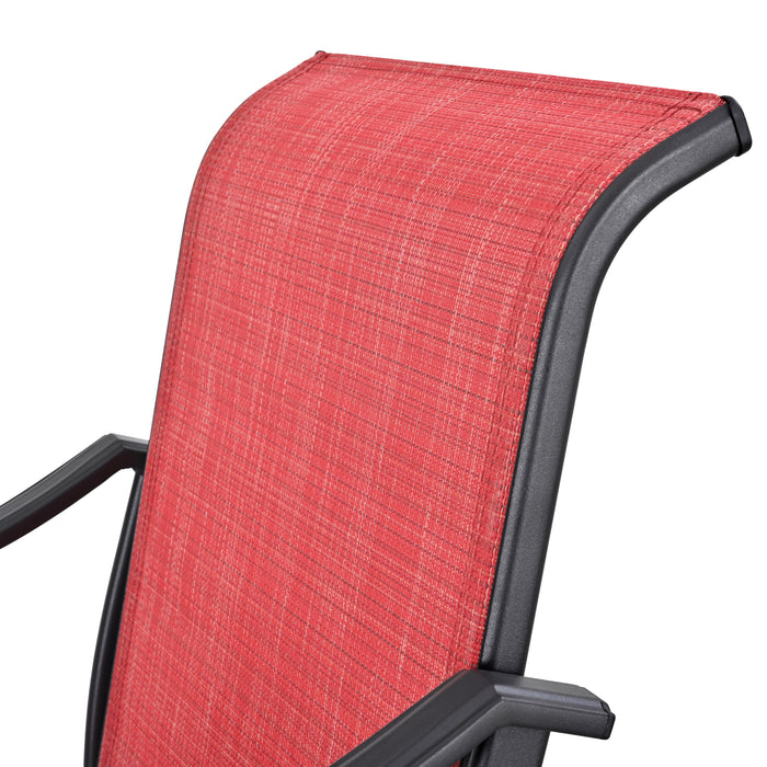 4-Piece Red 27.6" Bar Height Textilene Swivel Stool Armrests Dining Chairs for Outdoor Bistro Elegance 