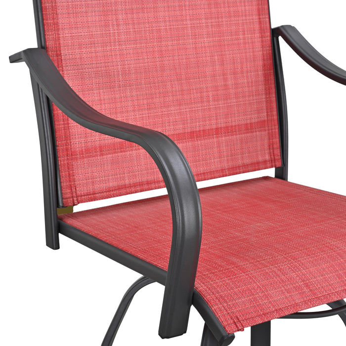 2-Pack 27.6" Bar Height Textilene Swivel Stool Armrests Dining Chairs for Outdoor Bistro Elegance 