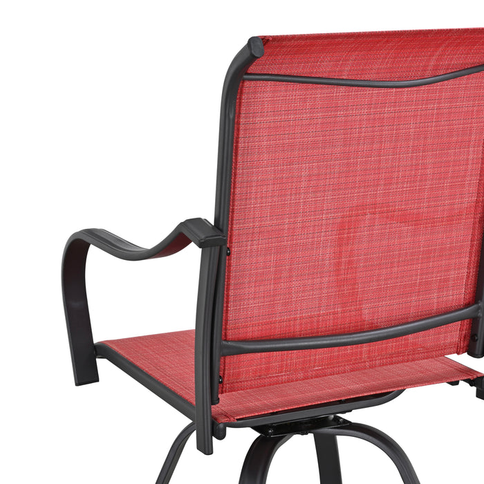 4-Piece Red 27.6" Bar Height Textilene Swivel Stool Armrests Dining Chairs for Outdoor Bistro Elegance 