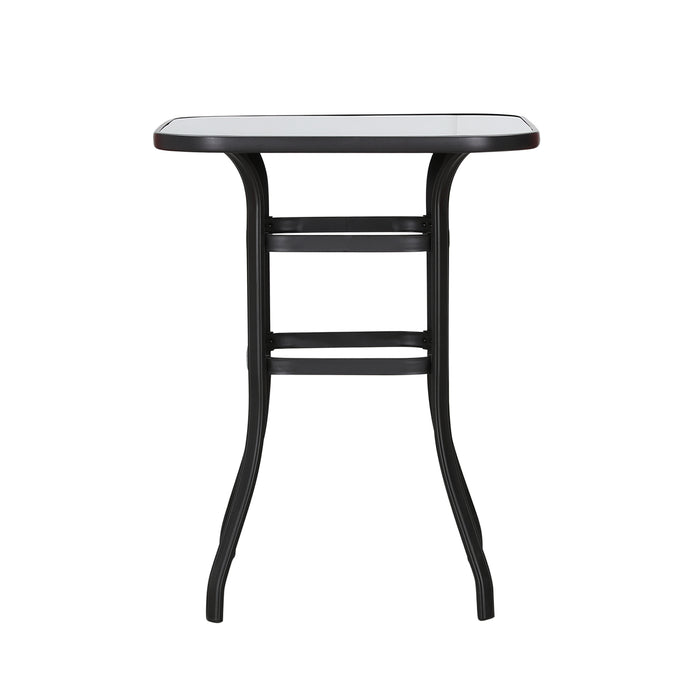 40" Tempered Glass Top Bar Height Table, Metal Square Side Table 