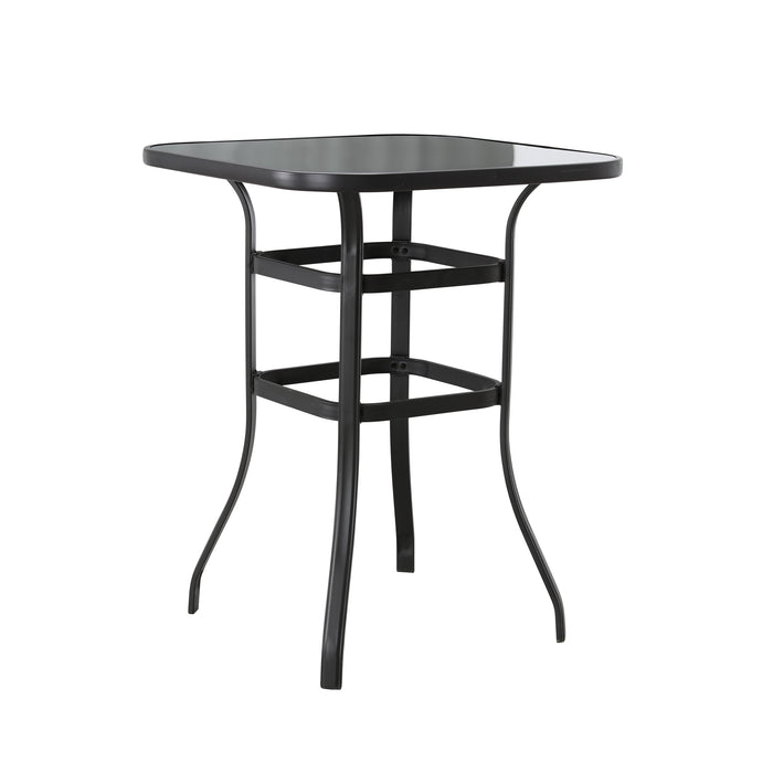 Elegance 3 Piece Outdoor Bar Set 360° Swivel Chairs with Cushions & High Bistro Table with Tempered Glass (Red) 
