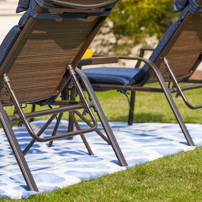 3-Piece Patio Chaise Lounge Set with Adjustable Chairs and Coffee Table Featuring Removable Cushions 
