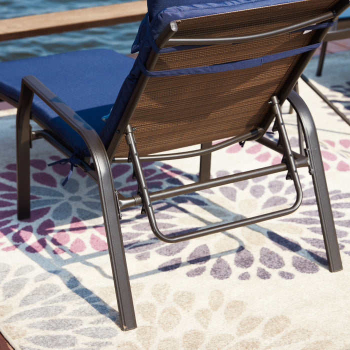 3-Piece Patio Chaise Lounge Set with Adjustable Chairs and Coffee Table Featuring Removable Cushions 