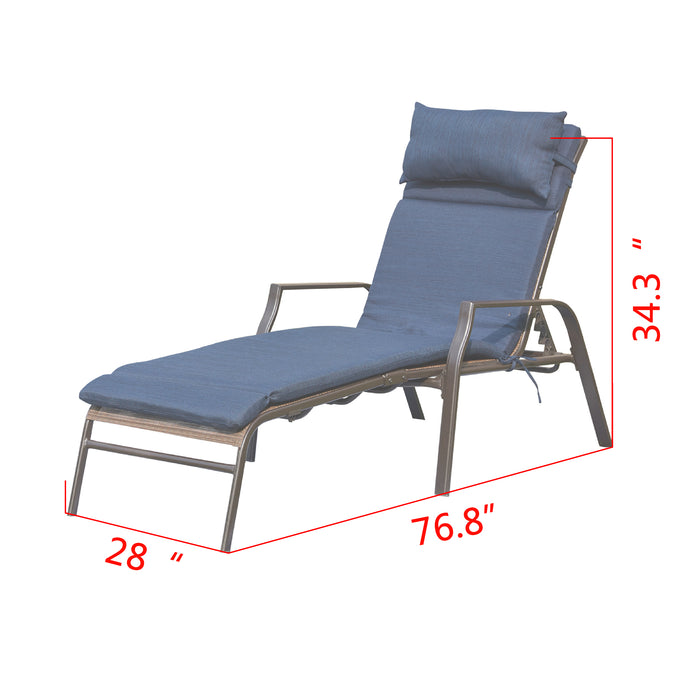 3-Piece Patio Chaise Lounge Set with Adjustable Chairs and Coffee Table Featuring Removable Cushions 