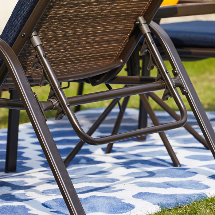 3-Piece Patio Chaise Lounge Set with Adjustable Chairs and Coffee Table Featuring Removable Cushions 
