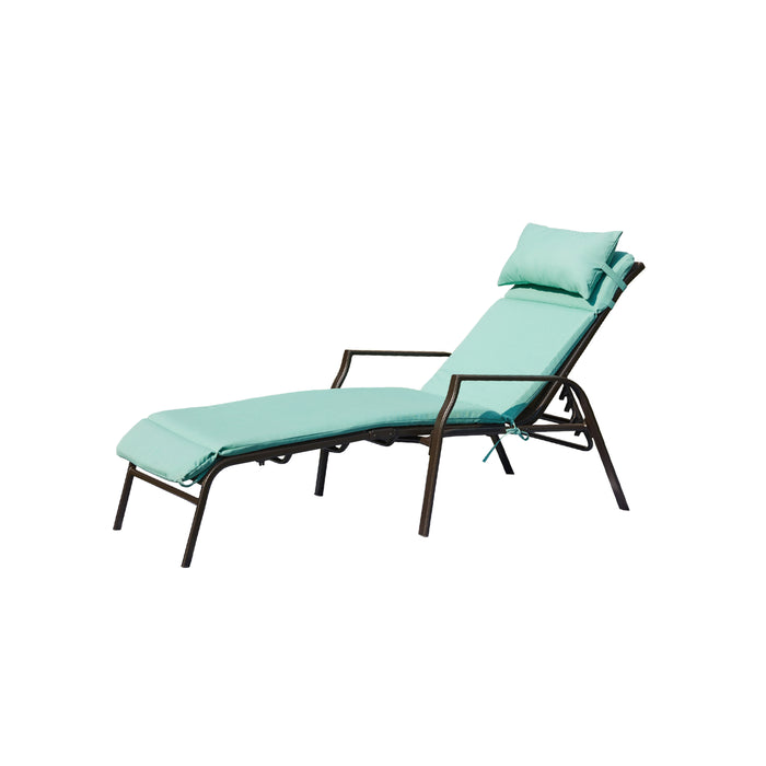 3 Piece Patio Chaise Lounge Set with Adjustable Chairs and Coffee Table Featuring Removable Cushions