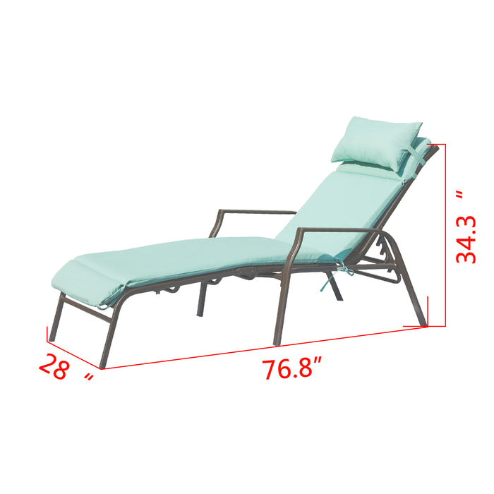 3-Piece Patio Chaise Lounge Set with Adjustable Chairs and Coffee Table Featuring Removable Cushions 