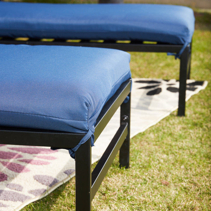 3-Piece Outdoor Lounge Set with Cushioned Adjustable Recline Chaise Chairs and Coffee Table 