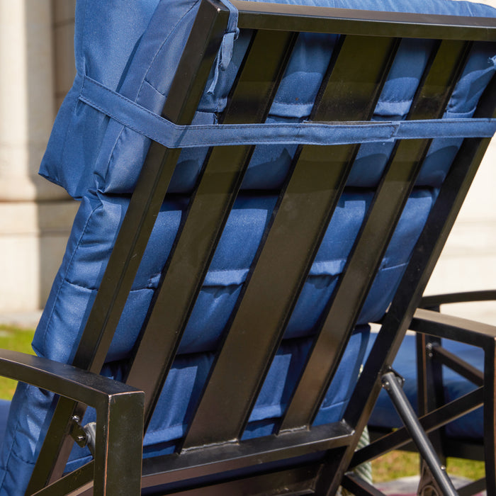 3-Piece Outdoor Lounge Set with Cushioned Adjustable Recline Chaise Chairs and Coffee Table 