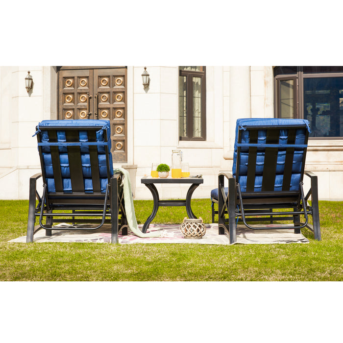 3-Piece Outdoor Lounge Set with Cushioned Adjustable Recline Chaise Chairs and Coffee Table