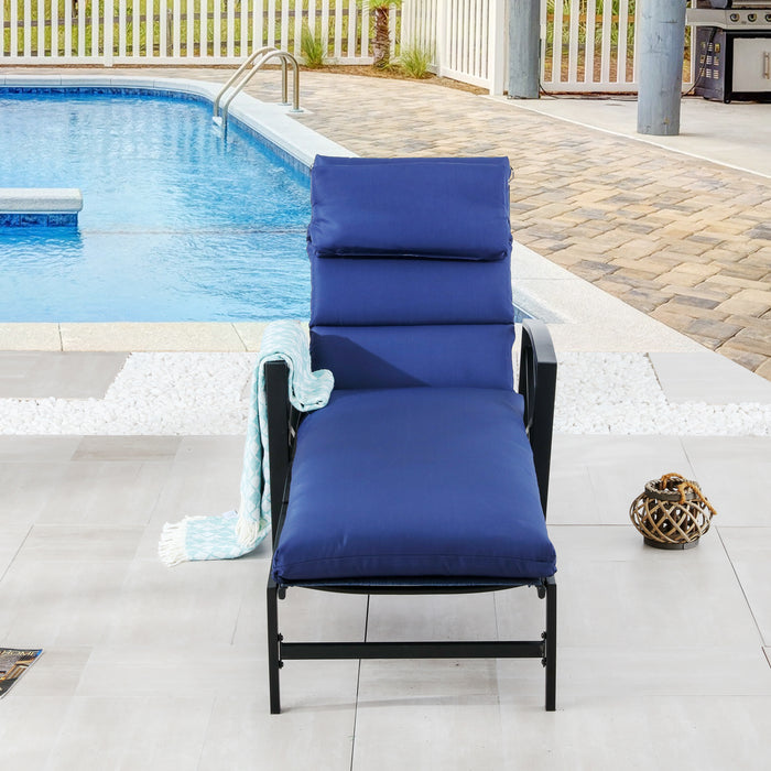 Elegant Outdoor Chaise Lounge with Premium Fabric Cushion and Adjustable Recline 