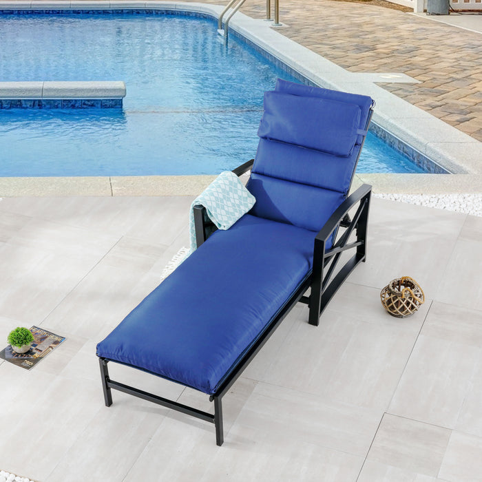 Elegant Outdoor Chaise Lounge with Premium Fabric Cushion and Adjustable Recline 