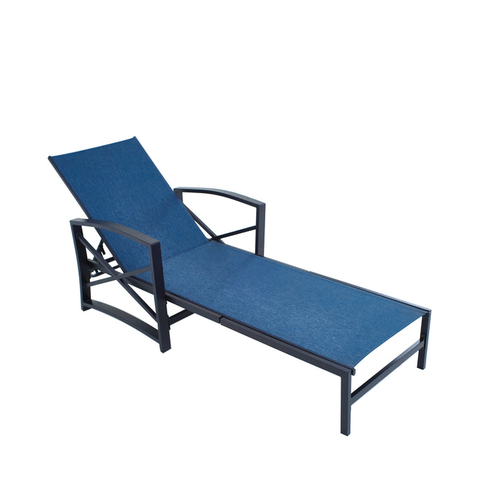 Elegant Outdoor Chaise Lounge with Premium Fabric Cushion and Adjustable Recline