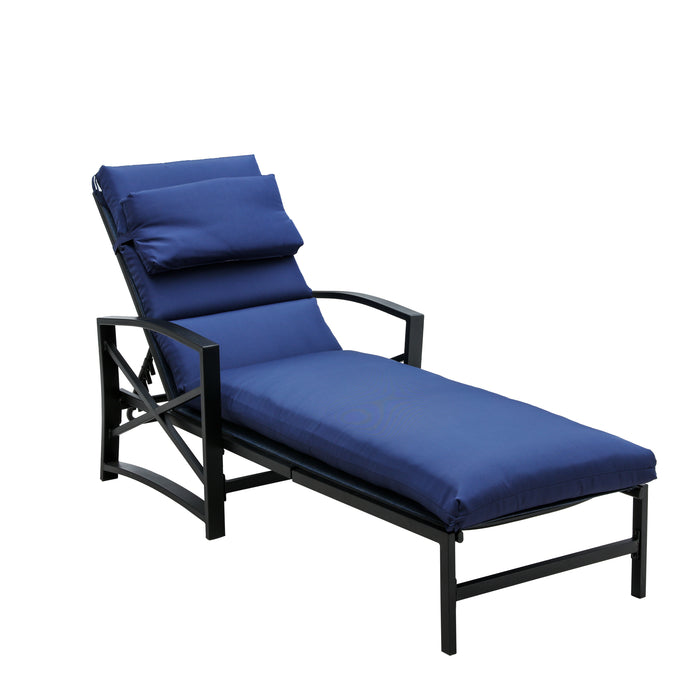 Elegant Outdoor Chaise Lounge with Premium Fabric Cushion and Adjustable Recline 