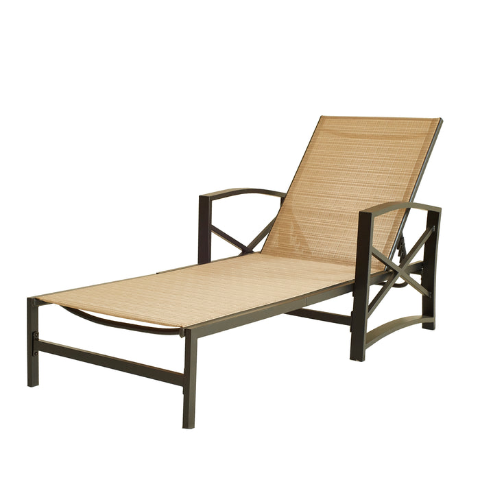 Elegant Outdoor Chaise Lounge with Premium Fabric Cushion and Adjustable Recline 