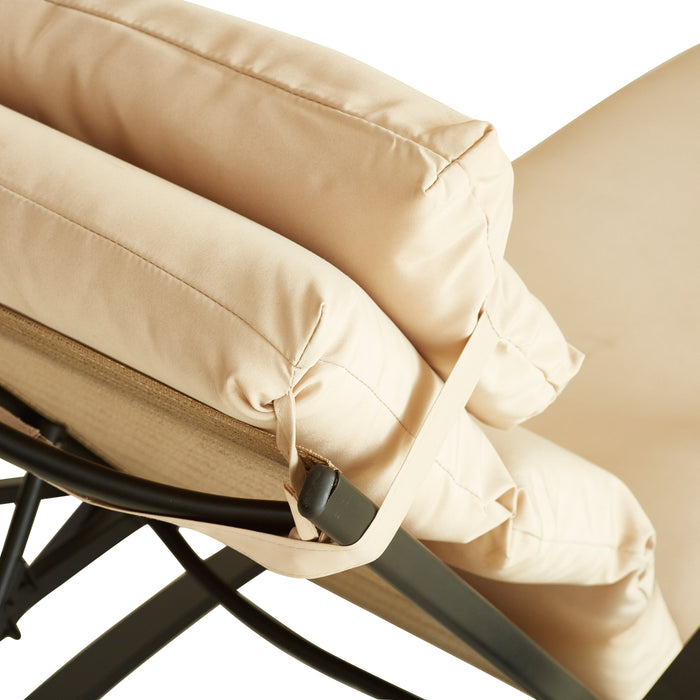 Elegant Outdoor Chaise Lounge with Premium Fabric Cushion and Adjustable Recline 