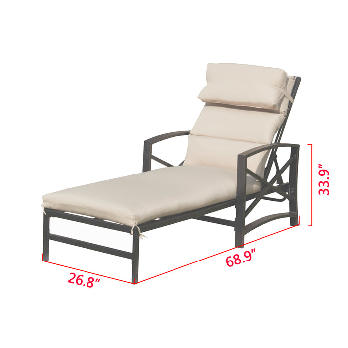 Elegant Outdoor Chaise Lounge with Premium Fabric Cushion and Adjustable Recline 