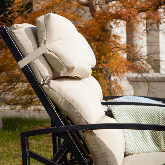 Elegant Outdoor Chaise Lounge with Premium Fabric Cushion and Adjustable Recline 