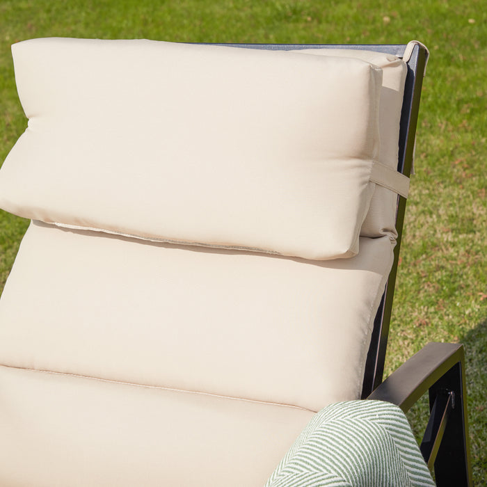 Elegant Outdoor Chaise Lounge with Premium Fabric Cushion and Adjustable Recline 