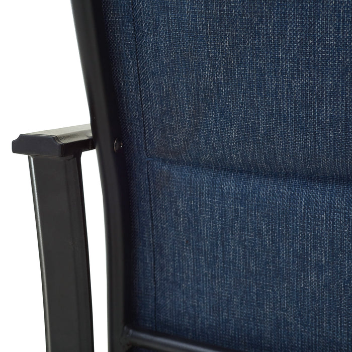2-Pack Luxury Outdoor Swivel Armrest Dining Chairs Set with High Back Textilene Fabric (Blue) 