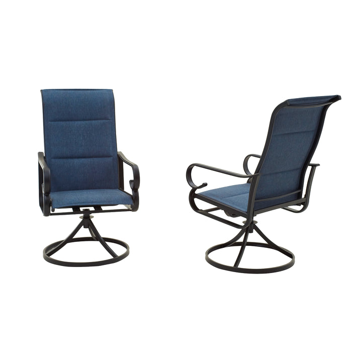 2-Pack Luxury Outdoor Swivel Armrest Dining Chairs Set with High Back Textilene Fabric (Blue) 