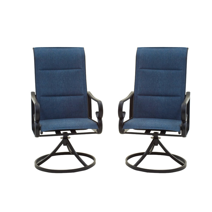 2-Pack Luxury Outdoor Swivel Armrest Dining Chairs Set with High Back Textilene Fabric (Blue) 