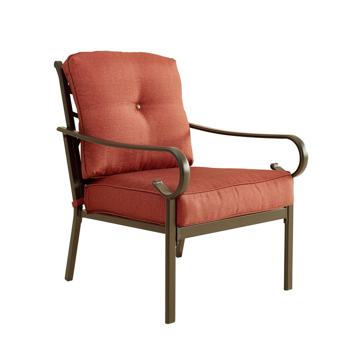 Comfort 2-Piece Patio Dining Armchairs with Red Plush Cushions and Durable Steel Frame 