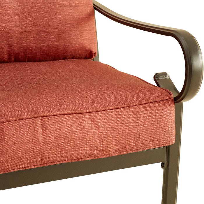 Comfort 2-Piece Patio Dining Armchairs with Red Plush Cushions and Durable Steel Frame 
