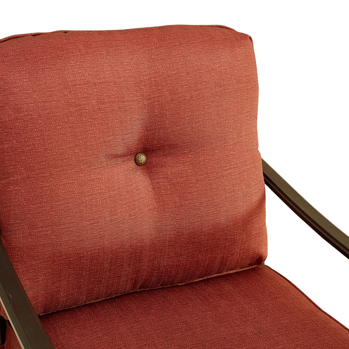 Comfort 2-Piece Patio Dining Armchairs with Red Plush Cushions and Durable Steel Frame 