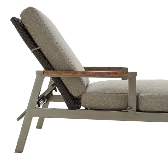 Luxury Dark Grey Wicker Adjustable Chaise Lounger with Thick Cushions 