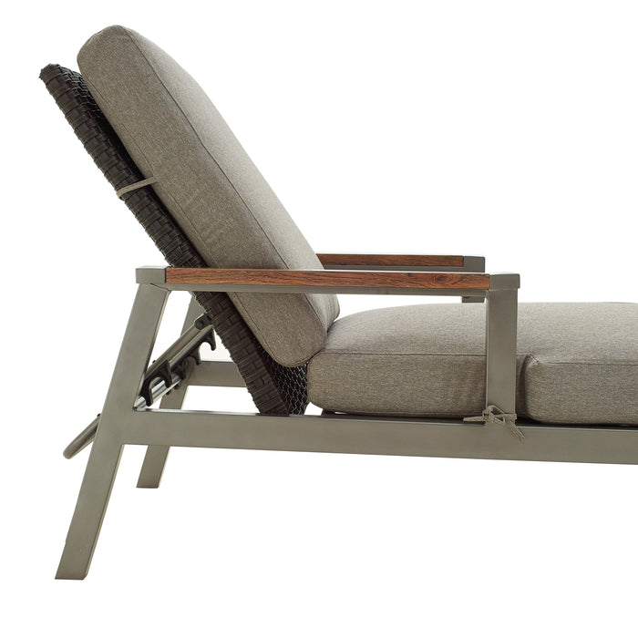 Luxury Dark Grey Wicker Adjustable Chaise Lounger with Thick Cushions