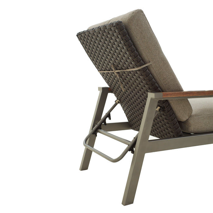 Luxury Dark Grey Wicker Adjustable Chaise Lounger with Thick Cushions 